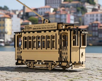 3D Wooden Tram Puzzle: Laser Cut Model (Digital Download, 3mm MDF/Plywood File)