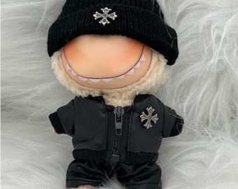 Gothic Cross Outfit for 17cm Designer Doll, Handmade Doll Clothes Set Black Style, Valentine’s Day Gift