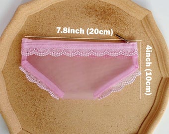 Cheeky Lace Makeup Pouch, Sheer Mesh Cosmetic Bag, Cute Lipstick Organizer, Coquette Aesthetic Travel Pouch, Gift for Her