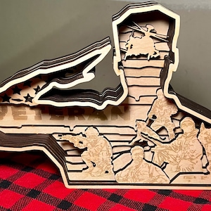 3d art, laser engraved, 8 layer veteran, gift for any veteran, polyurethane