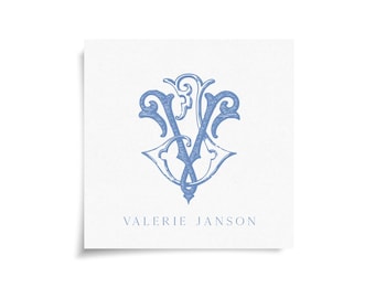 Monogram Stickers & Cards - VJ - JV