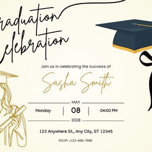 Graduation invitation template printable Editable Digital graduation invite Class of 2025 College/Highschool graduation Templet