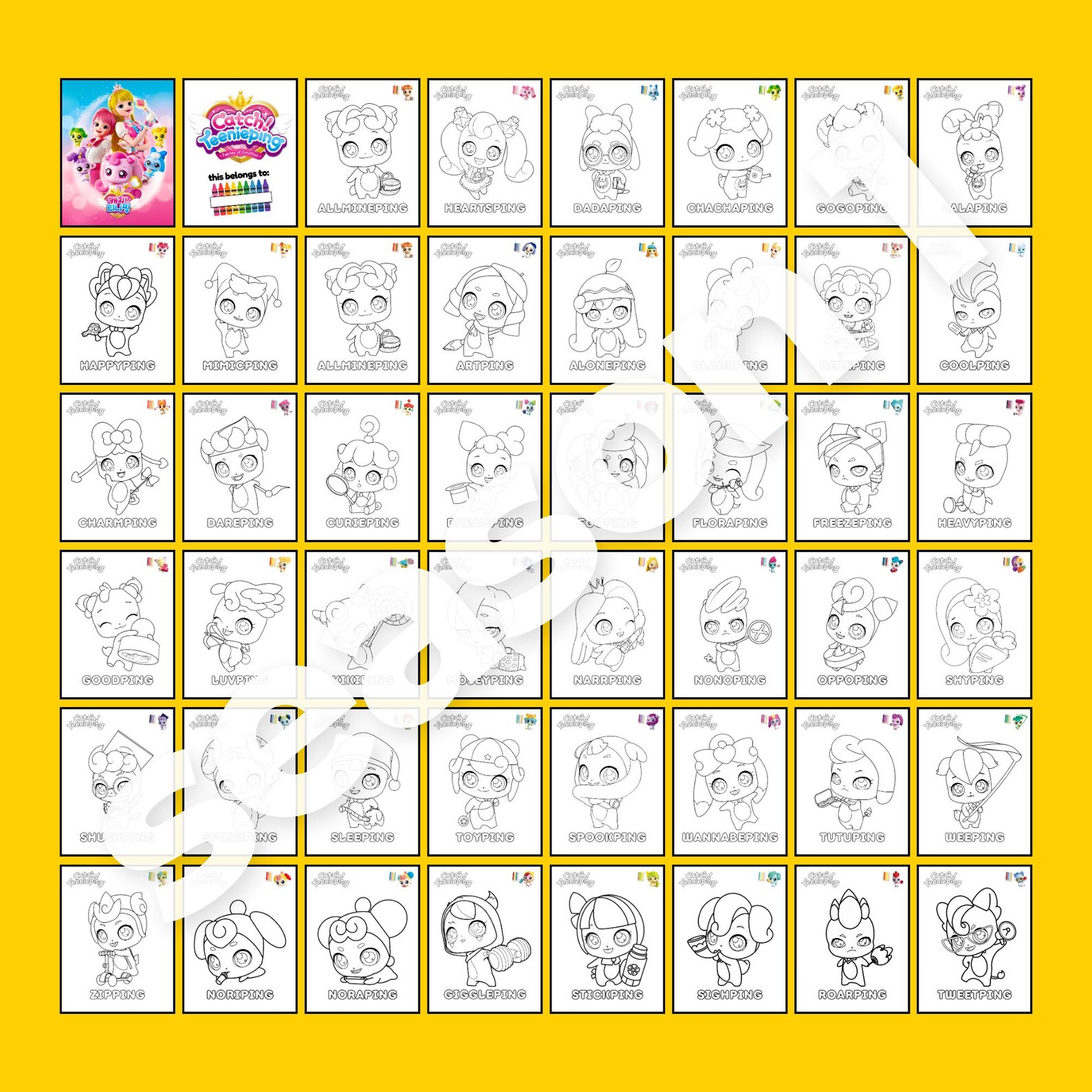 Printable Coloring Page Teenieping Instant Download Coloring Book PDF 