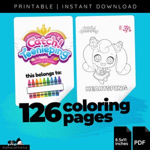 Printable Coloring Page, Teenieping, Instant Download Coloring Book PDF, Coloring for toddler, Follow the colors, Kids Fun Coloring