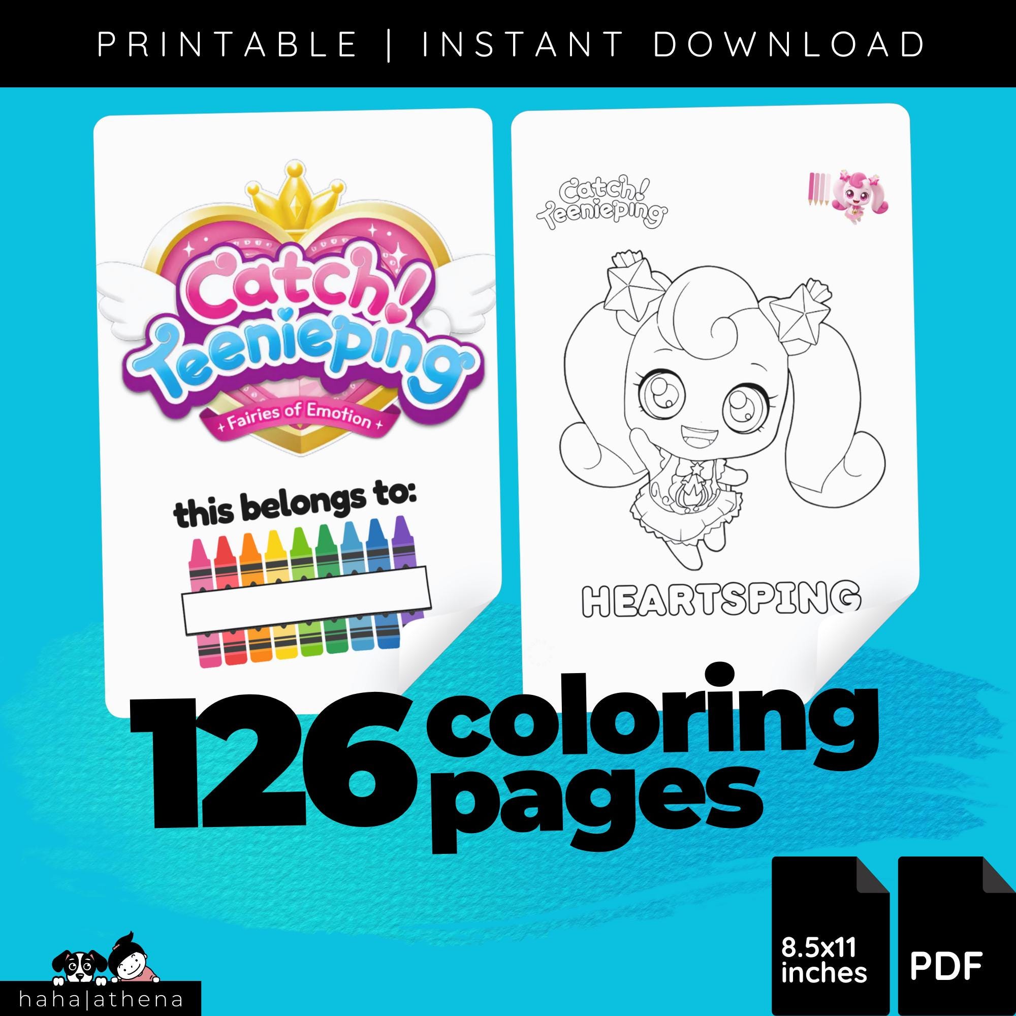 Printable Coloring Page, Teenieping, Instant Download Coloring Book PDF, Coloring for toddler, Follow the colors, Kids Fun Coloring