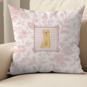 Funda de cojín con diseño de Labrador y Golden Retriever, color rosa, decoración del hogar, acogedora y decorativa, adorable funda de cojín con diseño de animalito, estilo rústico francés.