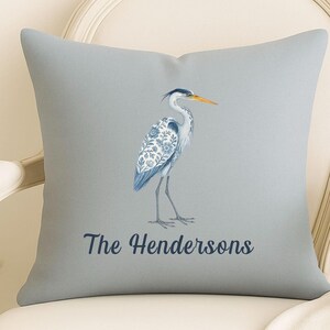 Elegant Heron Coastal Decorative Pillowcase Personalized, Beach House Decor, Bird Lover Gift, Coastal Home Accessory, Spring or Summer Decor