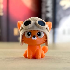 Orange broccoli Cat Figurine Fourth wing Flight Helmet Bookshelf Decor (38mm Tall) image 1