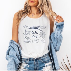 Boat Day Doodle Tank Top, boat day tank, Doodle shirt, lake weekend girls trip, lake theme gifts, lake days shirt, lake lover gift, boating image 7