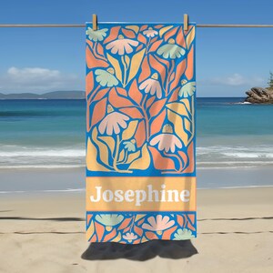 Personalisiertes Blumen Strandtuch, Blumen Strandtuch, Spaß Strandtücher, See Wochenende Geschenk, Mädchen Reise Strandtücher, Retro Strandtücher