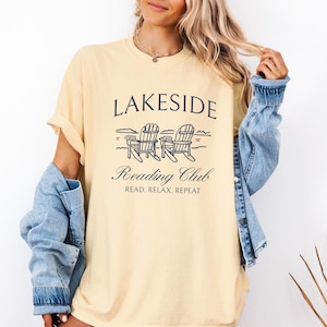 Lakeside Reading Club T-shirt, lakeside, reader gift, lake theme gifts, lake weekend, girls cabin weekend, book club, read return repeat