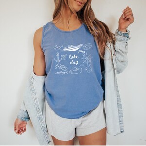 Boat Day Doodle Tank Top, boat day tank, Doodle shirt, lake weekend girls trip, lake theme gifts, lake days shirt, lake lover gift, boating image 8