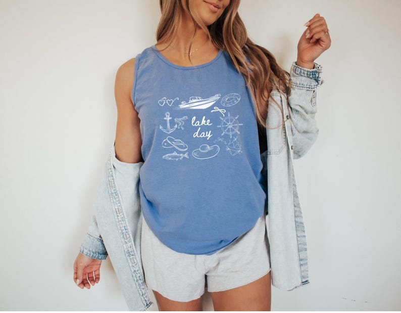 Boat Day Doodle Tank Top, boat day tank, Doodle shirt, lake weekend girls trip, lake theme gifts, lake days shirt, lake lover gift, boating image 8