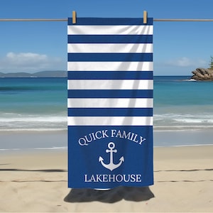 Personalized towel for lake house, custom lake house towels, Nautical Towels, lake towel, lake beach towels, lake house gift, boat towels