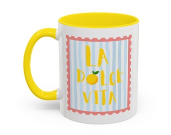 Taza de café La Dolce Vita, taza de café La Dolce Vita, taza inspirada en Italia, taza de limón, regalo para amantes de Italia, taza italiana