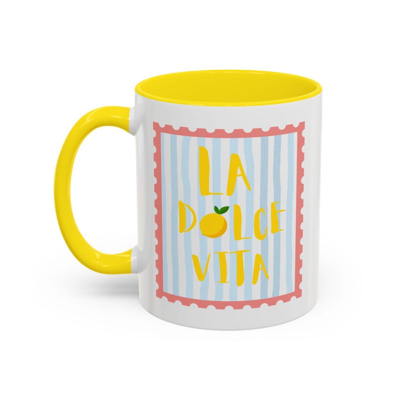 Taza de café La Dolce Vita, taza de café La Dolce Vita, taza inspirada en Italia, taza de limón, regalo para amantes de Italia, taza italiana imagen 1