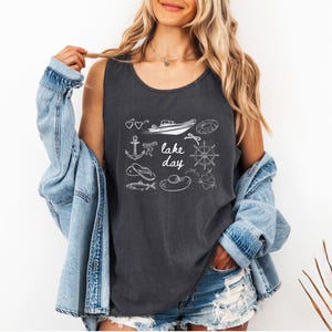 Boat Day Doodle Tank Top, boat day tank, Doodle shirt, lake weekend girls trip, lake theme gifts, lake days shirt, lake lover gift, boating