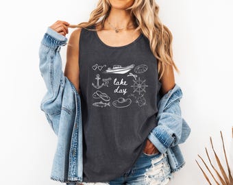Boat Day Doodle Tank Top, Doodle Shirt, See Wochenende Mädchen Reise, See Thema Geschenke, See Tage Shirt, See Liebhaber Geschenk, Bootfahren