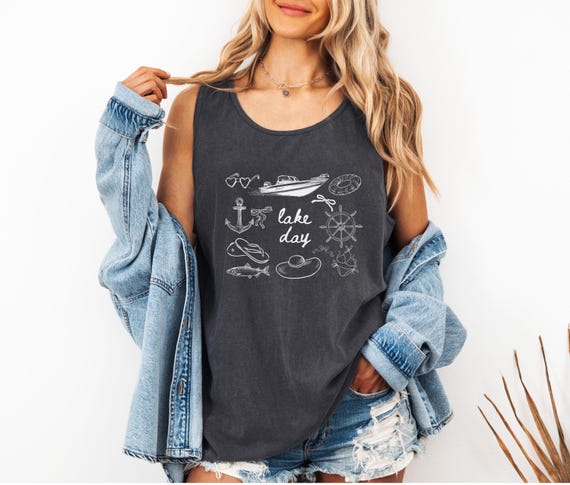 Boat Day Doodle Tank Top, boat day tank, Doodle shirt, lake weekend girls trip, lake theme gifts, lake days shirt, lake lover gift, boating