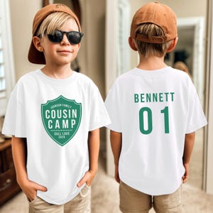 Camiseta personalizada para campamento de primos, para niños y bebés, para reuniones familiares, con nombre personalizado, para campamento de primos, para el equipo del campamento de primos, para reuniones junto al lago.