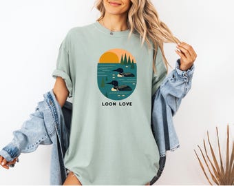 Loon Love T-Shirt, loon t shirt, loon shirt, loon bird shirt, Gift for Nature Lovers, Perfect for Summer and Camping, minnesota loon, lake t