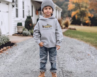 Custom Toddler and Kids Fish Hoodie, custom fish shirt, boys fishing sweatshirt, toddler fish sweatshirt, kids fishing sweatshirt, fish gift
