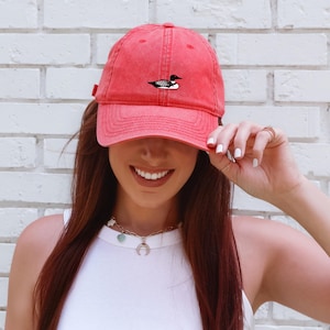Vintage Embroidered Loon Hat, loon hat, embroidered loon, Minnesota loon, Gift for Birdwatchers, Fishing, Camping, lake hat, loon cap, cabin