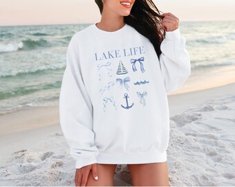 Lake Life coquette Sweatshirt, lake life sweatshirt, lake crewneck, lake sweater, lake weekend girls trip, lake weekend gifts, cabin sweater