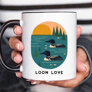 Loon Love Accent Coffee Mug, loon mug, loon coffee mug, Wildlife Enthusiast, bird watcher, Ideal for Birthdays, Housewarming, lake mug, loon