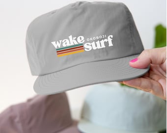 Custom Wake Surf Vintage Surf Cap, Wake Surf Hat, Wakesurfing, Wakesurf, Wake Boat, Gift for Wake Surfers, lake vibes, lake theme gifts