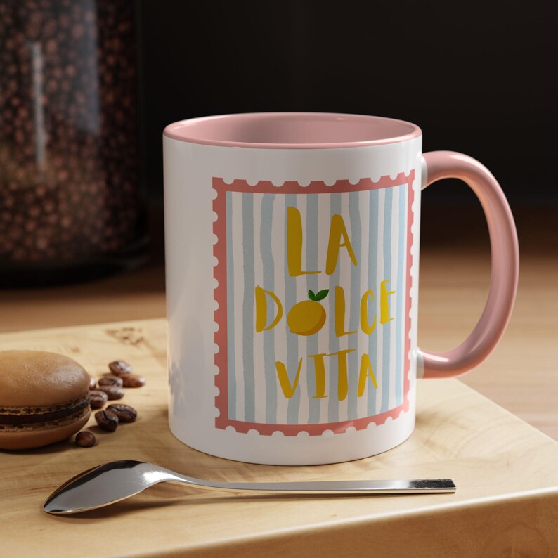 Taza de café La Dolce Vita, taza de café La Dolce Vita, taza inspirada en Italia, taza de limón, regalo para amantes de Italia, taza italiana imagen 7