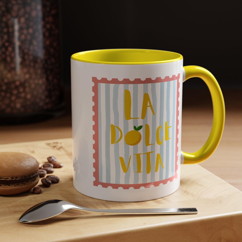 Taza de café La Dolce Vita, taza de café La Dolce Vita, taza inspirada en Italia, taza de limón, regalo para amantes de Italia, taza italiana imagen 2