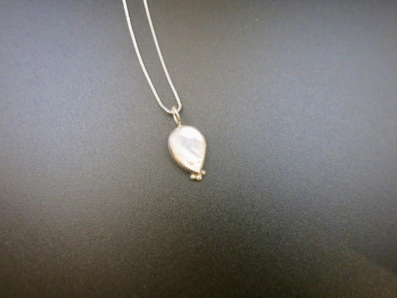 Sterling Silver Mother of Pearl Necklace | Lunar Teardrop Pendant