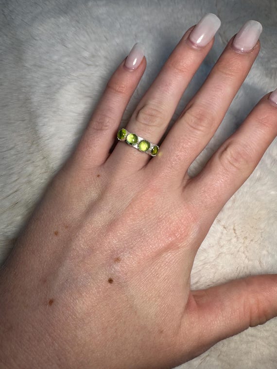Handmade Sterling Silver Peridot Ring • Size 6, August Birthstone