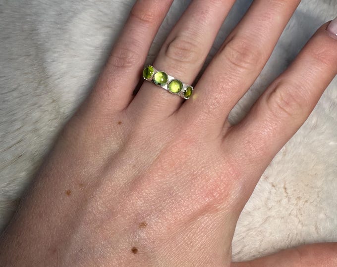 Handmade Sterling Silver Peridot Ring • Size 6, August Birthstone