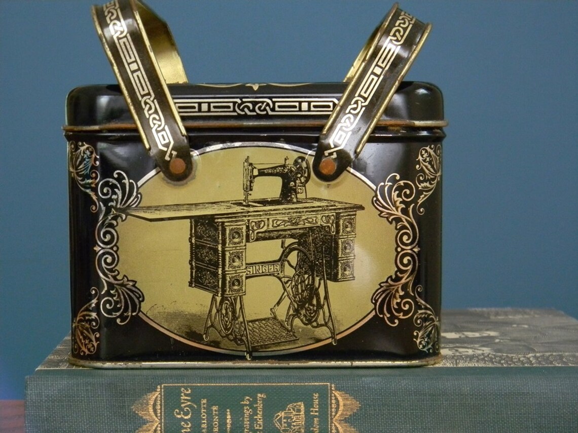 Vintage Singer Sewing Tin Box Etsy