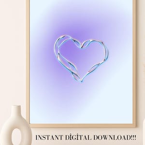 Sofortiger digitaler Download Wand Kunst Design, Herz mit Pastellen Hintergrund Wand Kunst Stück, Digitaldruck, trendige Wand Kunst Digitaldruck