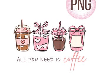 Valentines Coffee PNG BUNDLE - Etsy