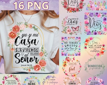 Floral Religious Phrases, Spanish Bible Verse Christian Shirt, Biblical phrases png, Christian phrases, Christian phrases png, Spanish png