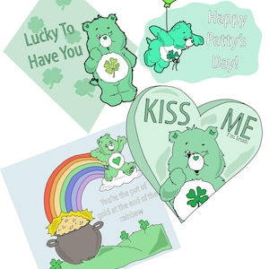 St. Patricks Day St. Pattys Day Karten im 4er-Set zum selbst ausdrucken