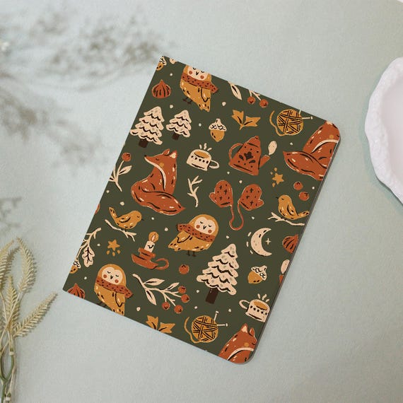 Cozy Autumn Woodland 2024iPad7/8/9/10 Air Mini3/5/6th Gen Pro11/12.9"Inch Cover Flip Book Case Pencil Holder Auto Wake/Sleep Gift for Her