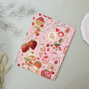 Character in Strawberry 2024iPad7/8/9/10 Air Mini3/5/6th Gen Pro11/12.9"Inch Cover Flip Book Case Pencil Holder Auto Wake/Sleep Gift for Her
