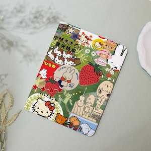 Collage Sanrio Custom 2024iPad7/8/9/10 Air Mini3/5/6th Gen Pro11/12.9"Inch Cover Flip Book Case Pencil Holder Auto Wake/Sleep Gift for Her