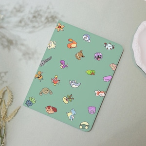 Cute Cartoon Green Custom2024iPad7/8/9/10Air Mini3/5/6th Gen Pro11/12.9"Inch Cover Flip Book Case Pencil Holder Auto Wake/Sleep Gift for Her