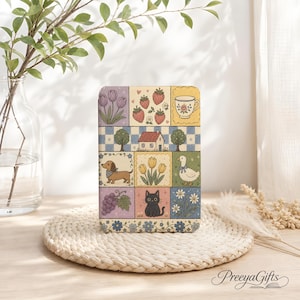 Custom Cozy Cottage Patchwork Kindle Case, Kindle Paperwhite 11th 6.8", Kindle Paperwhite 12th 7", Auto Wake/Sleep, Personalized Reader Gift