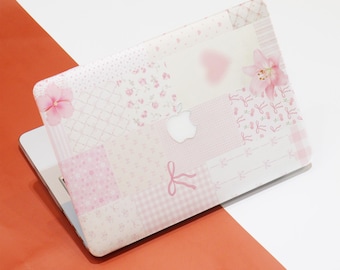 Pink Floral Bow Heart Name Custom Macbook Sleeve,Pro16 Inch Cases,Ret12/13/15 Handmade Laptop Cover,2018-2025Air A2941 A2179 Gift for Her