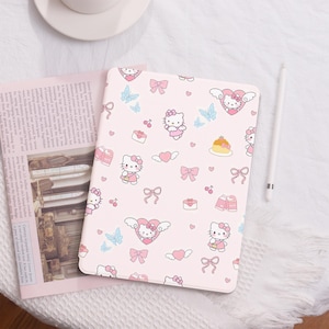 Rosa kattunge personligt 360 graders roterande stativ iPad-skal Pro2025 Mini4/5/6 iPad8.3" 9.7" 10.2" 10.9" 11" fodral pennfack present till henne