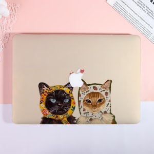 Cute Cats In Headscarves Macbook Case,Hard Laptop Case for Macbook Air 15/13，Macbook Pro 13/14/15/16,2025 2024 Macbook Cover,Laptop Sleeves