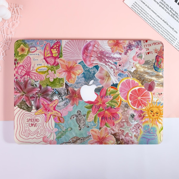 Tropical Summer Self-Love Collage Macbook Case Macbook Air 15/13,Macbook Neo 13-inch 2026,Mac Pro 13/14/15/16,Hard Matte Laptop Sleeve