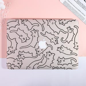 Cute Cat Doodle Pattern New Macbook Case,Hard Laptop Case for Macbook Air 15/13 Pro 13/14/15/16,2025 2024 2023 Macbook Cover,Laptop Sleeves